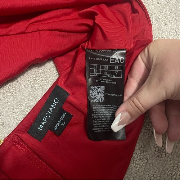 MARCIANO Red Long Sleeve Peplum Open Cut Out Back Blouse | XS - Picture 3 of 7